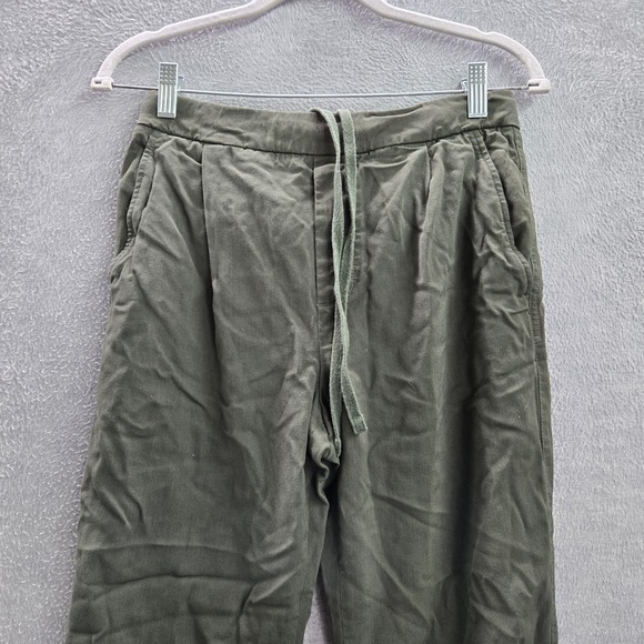 Vince Women Pants Medium Green Cropped Drawstring Pockets High Rise 22 in Inseam - Picture 12 of 12